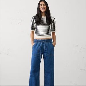 Banana Republic Factory Indigo Wide-Leg Drawstring Denim Pants